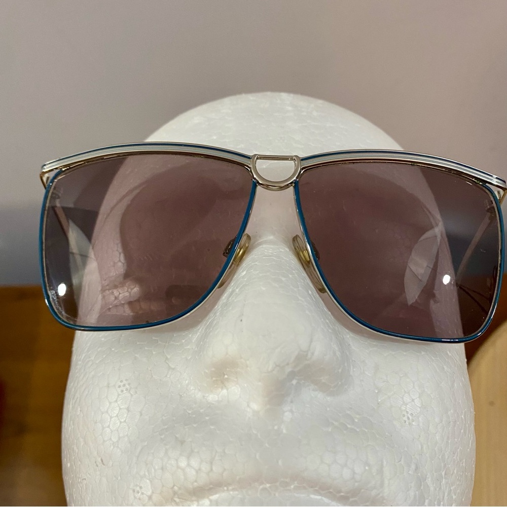 Gucci Vintage 70s Sunglasses Silver Plated Blue Authentic Sz 58-11-135 2204 Y2K - Picture 10 of 16